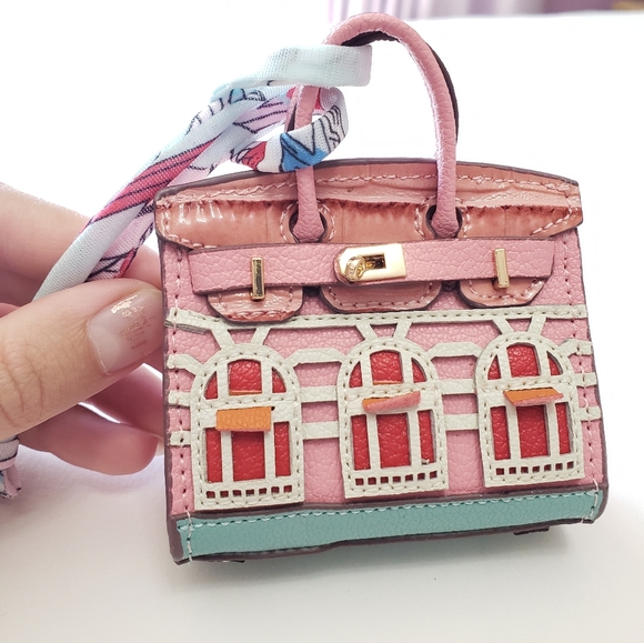 Handmade Tiny PU Leather Handbag Keychain Lovely Pendant Bag Earphone Case - Picture 2 of 11